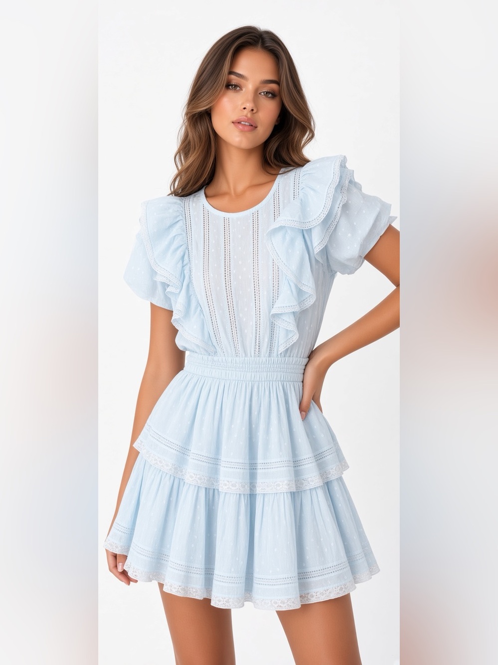LoveShackFancy Natasha mini dress blue xs